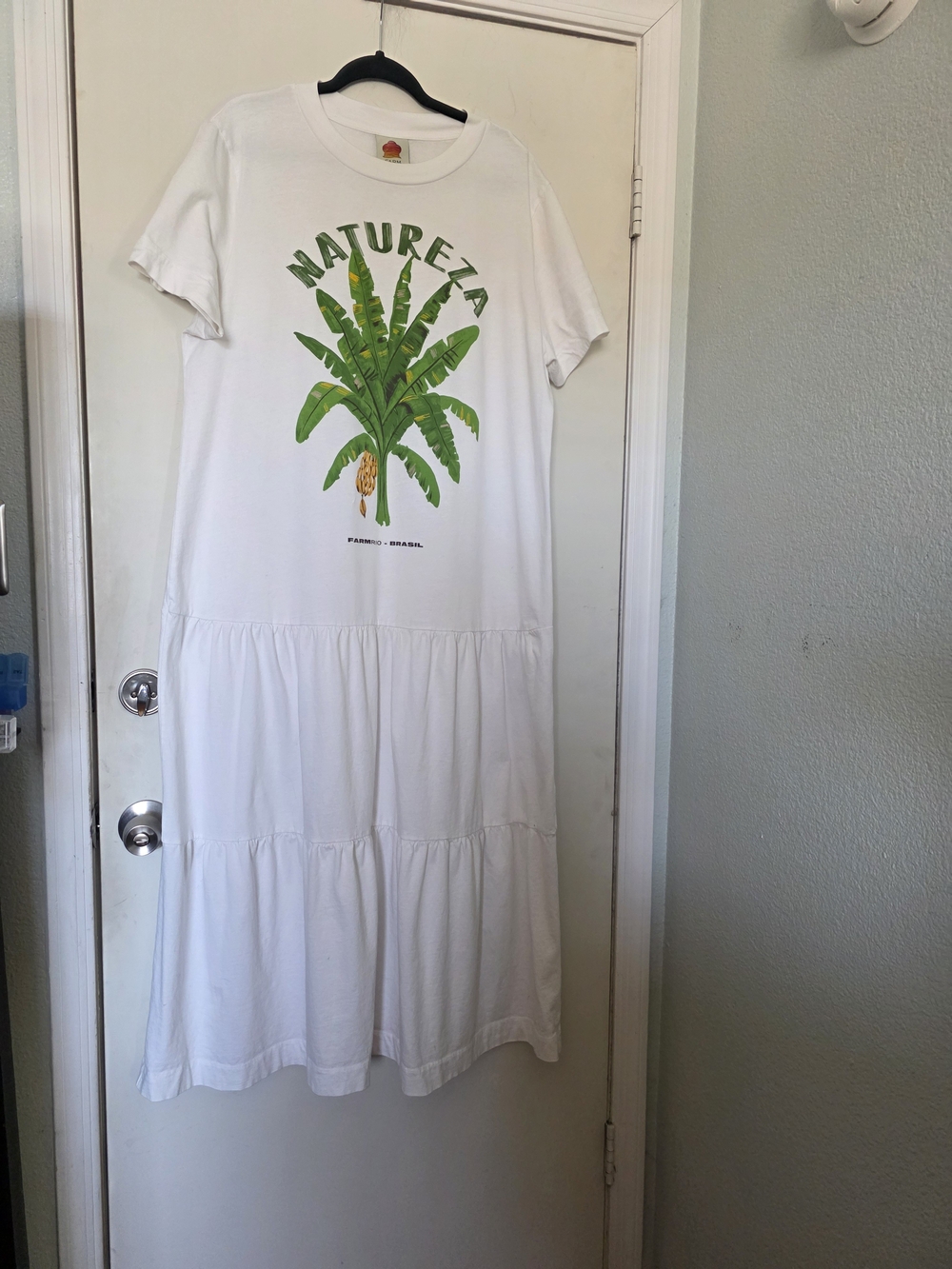 FARM Rio White Dress with Green Print